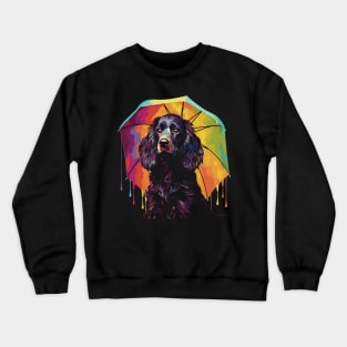 Boykin Spaniel Rainy Day With Umbrella Crewneck Sweatshirt